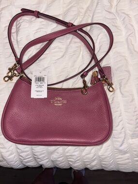 Coach Pebble Leather Crossbody in Raspberry Pink